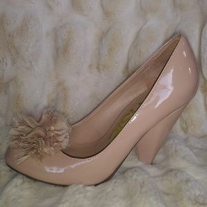 Blush Pink Patent Flower Heel